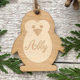 ukgiftstoreonline Penguin Shaped personalised Wooden Christmas Tree Decoration Bauble - ukgiftstoreonline