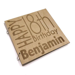 ukgiftstoreonline Personalised 18th Birthday Engraved Large Wooden Scrapbook Photo Album - ukgiftstoreonline