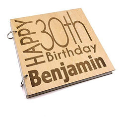 ukgiftstoreonline Personalised 30th Birthday Engraved Large Wooden Scrapbook Photo Album - ukgiftstoreonline