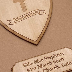 ukgiftstoreonline Personalised Brown Confirmation Guest Book With Wooden Engraving - ukgiftstoreonline