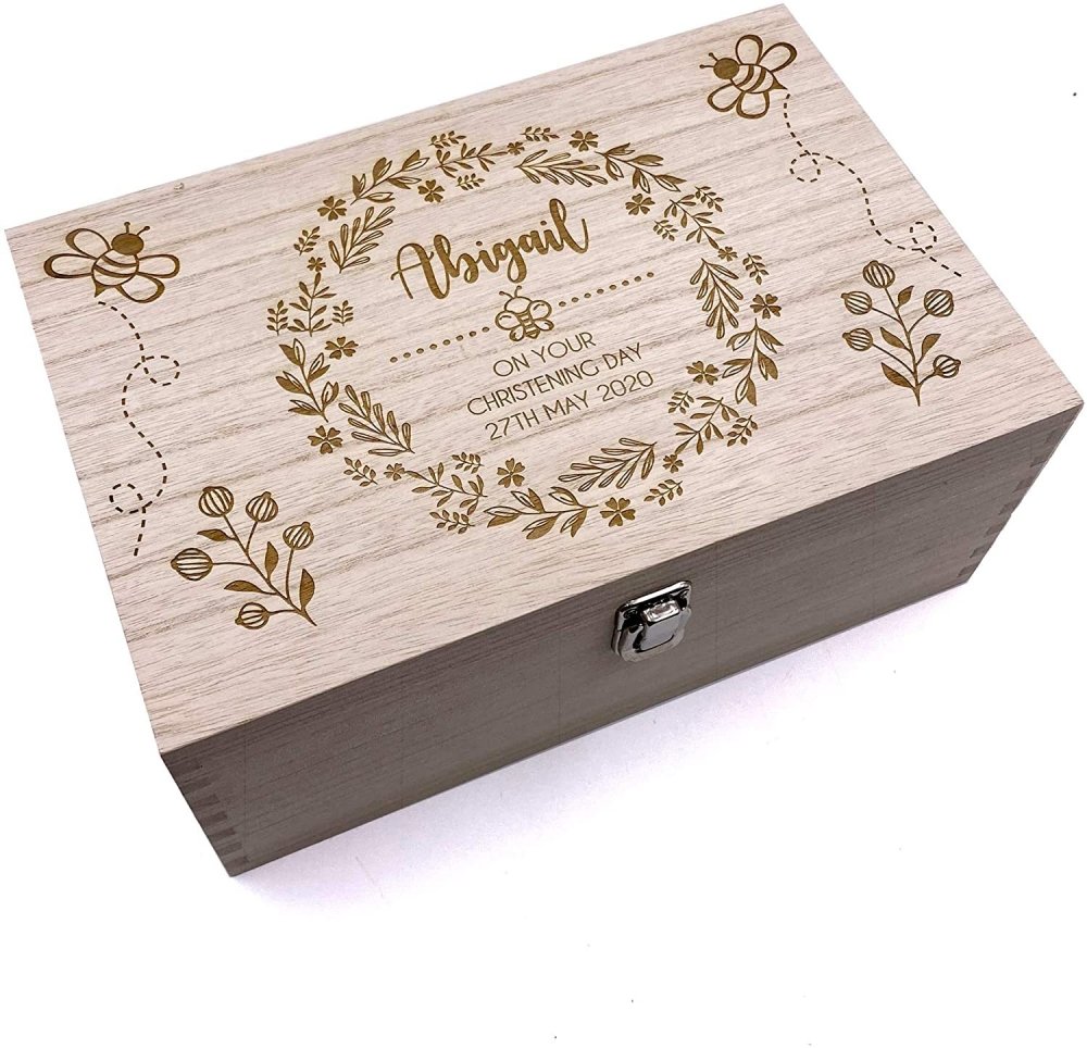 ukgiftstoreonline Personalised christening, Baptism or Communion gift Keepsake Memory Box - ukgiftstoreonline