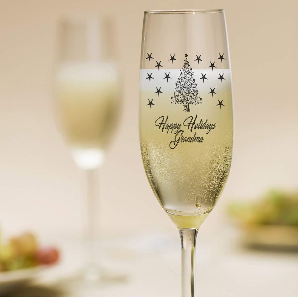 ukgiftstoreonline Personalised Christmas Themed Champagne Flute Prosecco Glass Gift - ukgiftstoreonline