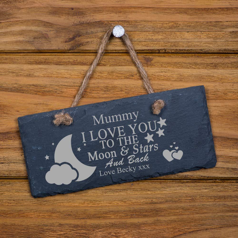ukgiftstoreonline Personalised I Love You To The Moon any engraving Slate Plaque Sign Gift Personalised Slate Marker ukgiftstoreonline