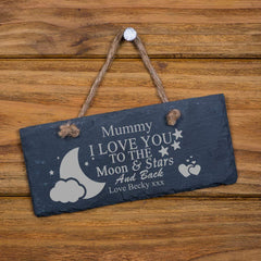 ukgiftstoreonline Personalised I Love You To The Moon any engraving Slate Plaque Sign Gift Personalised Slate Marker ukgiftstoreonline