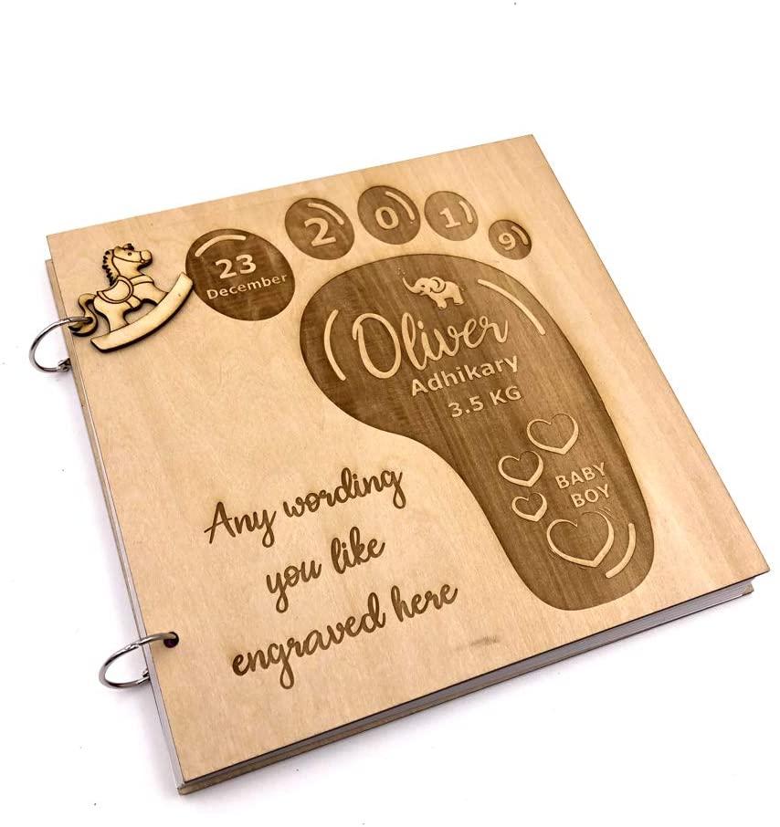 ukgiftstoreonline Personalised Large Baby Memory Scrapbook Photo Album Guest Book - ukgiftstoreonline