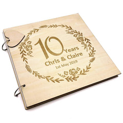 ukgiftstoreonline Personalised Large Wooden 10th Anniversary Scrap Book Photo Album Keepsake - ukgiftstoreonline