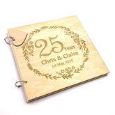 ukgiftstoreonline Personalised Large Wooden 25th Anniversary Scrapbook Photo Album Keepsake - ukgiftstoreonline