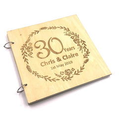 ukgiftstoreonline Personalised Large Wooden 30th Anniversary Scrapbook Photo Album Keepsake - ukgiftstoreonline