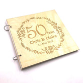 ukgiftstoreonline Personalised Large Wooden 50th Anniversary Scrapbook Photo Album Keepsake - ukgiftstoreonline