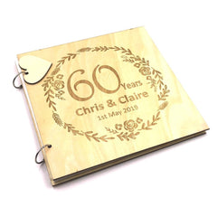 ukgiftstoreonline Personalised Large Wooden 60th Anniversary Scrapbook Photo Album Keepsake - ukgiftstoreonline