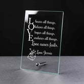 ukgiftstoreonline Personalised Love Bears All Gift Glass Plaque With Sentiment - ukgiftstoreonline