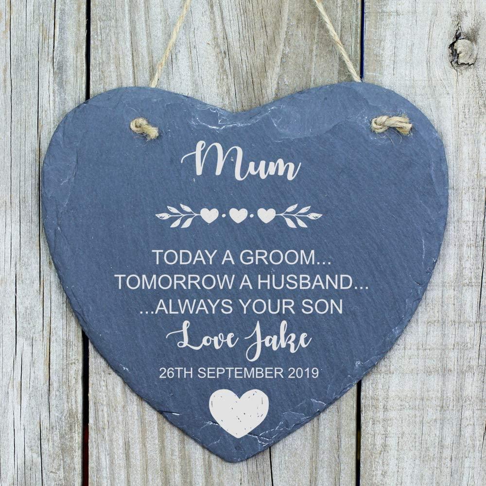 ukgiftstoreonline Personalised Mother of The Groom Heart Thank You Gift Mum Slate Heart - ukgiftstoreonline