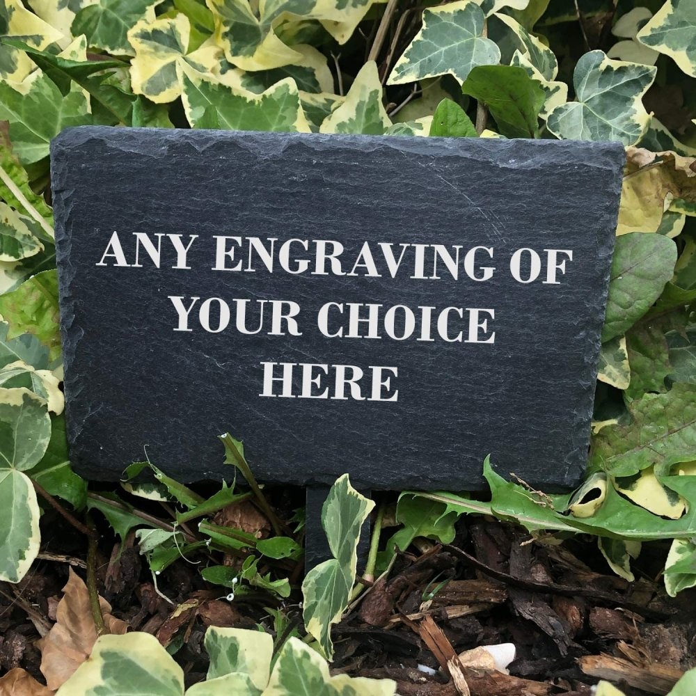 ukgiftstoreonline Personalised Slate Plant Marker Garden or Pot Plaque Any Engraving - ukgiftstoreonline