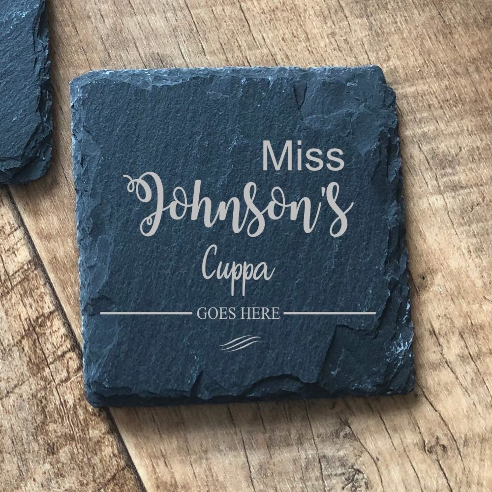 ukgiftstoreonline Personalised Slate Stone Coaster Any Name Teacher Thank You Gift - ukgiftstoreonline