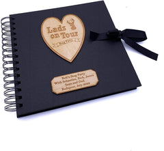 ukgiftstoreonline Personalised Stag Do Scrapbook Photo Album With Wooden Engraving Black Cover Scrapbook Guest Book ukgiftstoreonline