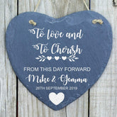 ukgiftstoreonline Personalised To Love and Cherish Wedding Slate Heart Gift - ukgiftstoreonline