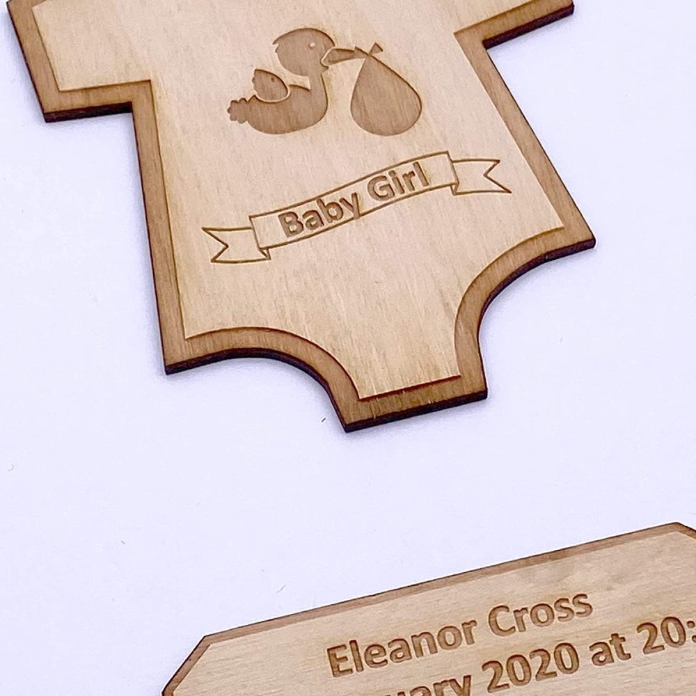 ukgiftstoreonline Personalised White Baby Girl Scrapbook Photo Album With Wooden Engraving - ukgiftstoreonline