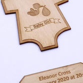 ukgiftstoreonline Personalised White Baby Girl Scrapbook Photo Album With Wooden Engraving - ukgiftstoreonline