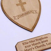 ukgiftstoreonline Personalised White Confirmation Guest Book With Wooden Engraving - ukgiftstoreonline