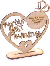 ukgiftstoreonline Personalised Wooden Freestanding Heart Gift For Mummy With Message - ukgiftstoreonline