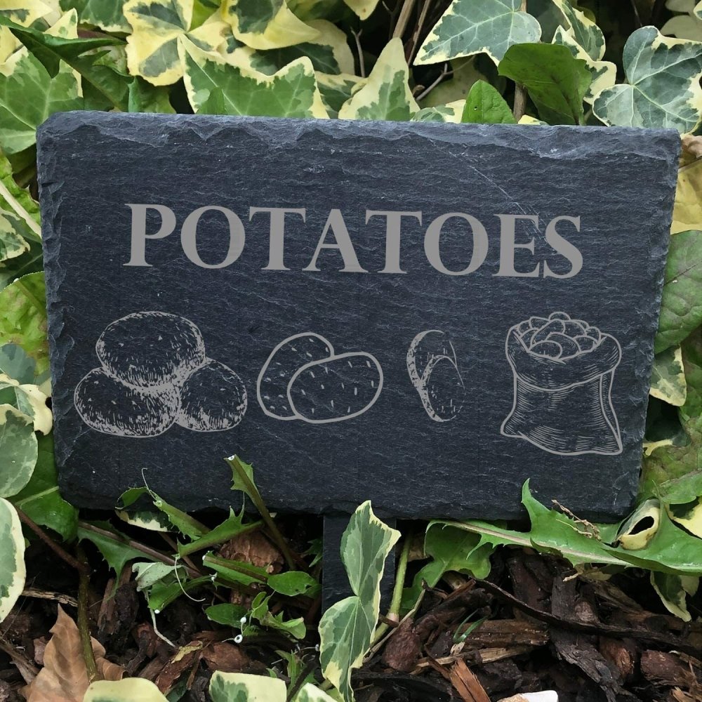 ukgiftstoreonline Potatoes Stone Slate Marker For Gardens Or Vegetable Patches - ukgiftstoreonline