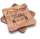 ukgiftstoreonline Set Of Two Personalised Lesbian Same Sex Wedding Gift Coasters - ukgiftstoreonline