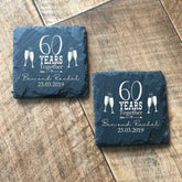 ukgiftstoreonline Set Of Two Personalised Wedding Anniversary Slate Coaster Gift - ukgiftstoreonline