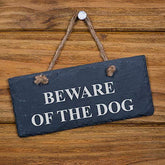 ukgiftstoreonline Slate Hanging Sign 'BEWARE OF THE DOG' Personalised Slate Marker ukgiftstoreonline