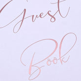 ukgiftstoreonline White Guest Book With Rose Gold Writing Ideal For Birthdays, Weddings, Anniversaries, Christenings and Funerals - ukgiftstoreonline