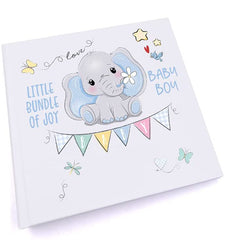ukgiftstoreonline Personalised Baby Boy Photo album with elephant Design