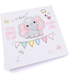 ukgiftstoreonline Personalised Baby Girl Photo album with elephant Design