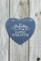 Wedding Gift Large Slate Heart Mr and Mrs Plaque - ukgiftstoreonline