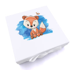 ukgiftstoreonline Personalised Baby Boy Cute Fox Design Keepsake Memory Box
