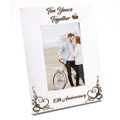 White Wooden 10th Anniversary Photo Frame Gift - ukgiftstoreonline