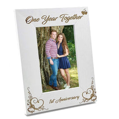 White Wooden 1st Anniversary Photo Frame Gift - ukgiftstoreonline