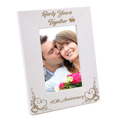 White Wooden 40th Anniversary Photo Frame Gift - ukgiftstoreonline