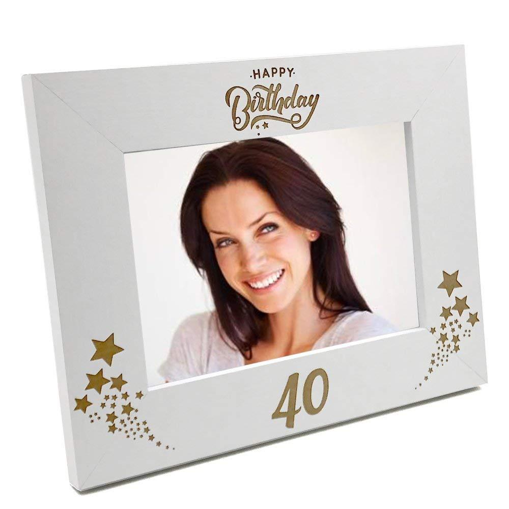 White Wooden 40th Birthday Photo Frame Gift C48W125 - ukgiftstoreonline