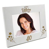 White Wooden 40th Birthday Photo Frame Gift C48W125 - ukgiftstoreonline