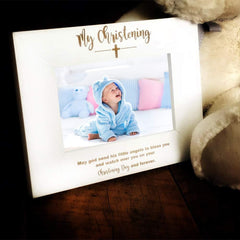 White Wooden Christening Photo Frame Gift - ukgiftstoreonline