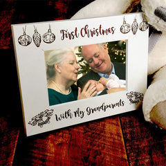 White Wooden First Christmas With My Grandparents Photo Frame Gift - ukgiftstoreonline