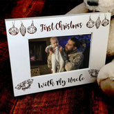White Wooden First Christmas With Uncle Photo Frame Gift - ukgiftstoreonline