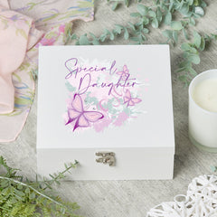 ukgiftstoreonline Personalised Special Daughter Pink & Purple Butterfly Gift Keepsake Wooden Box