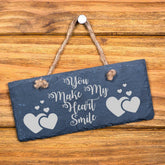 You make my heart smile hanging slate gift Personalised Slate Marker ukgiftstoreonline