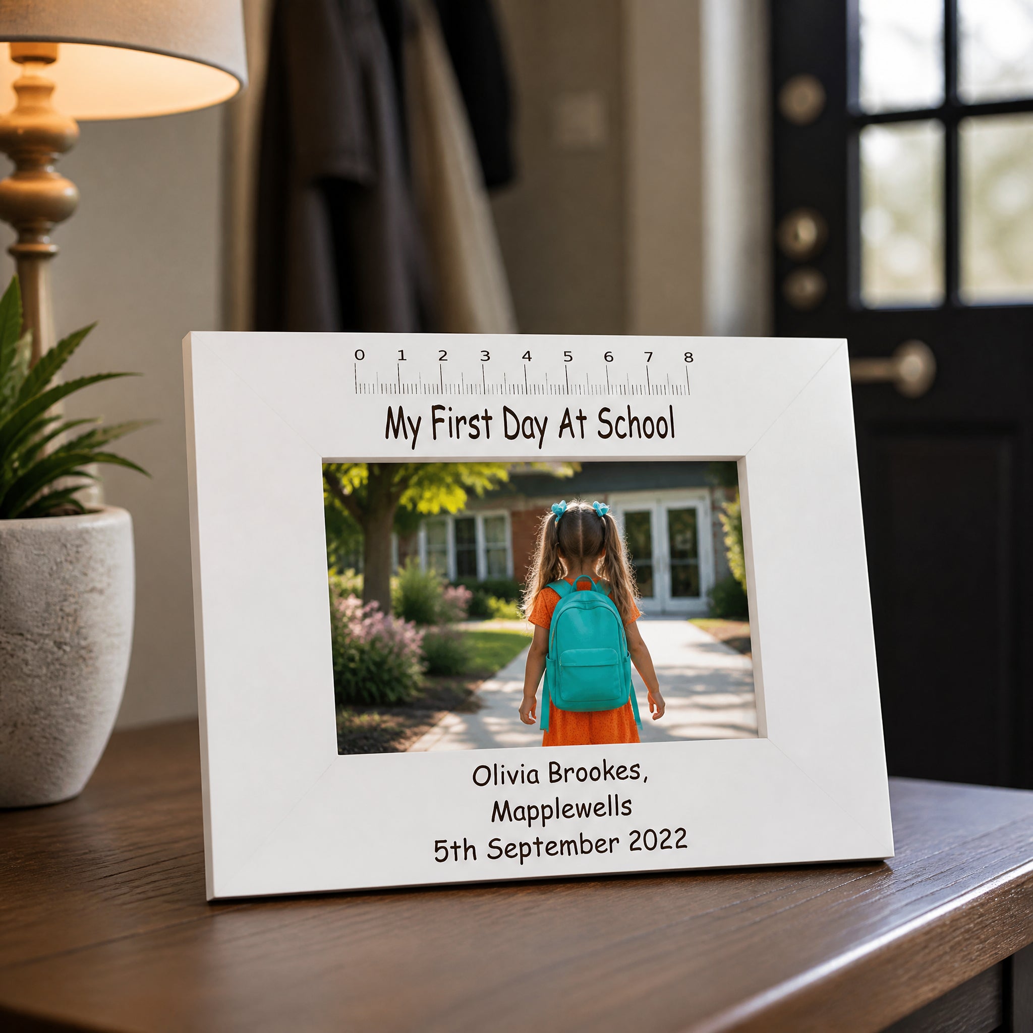 Personalised First Day At School White Photo Frame Engraved Photo Frame ukgiftstoreonline