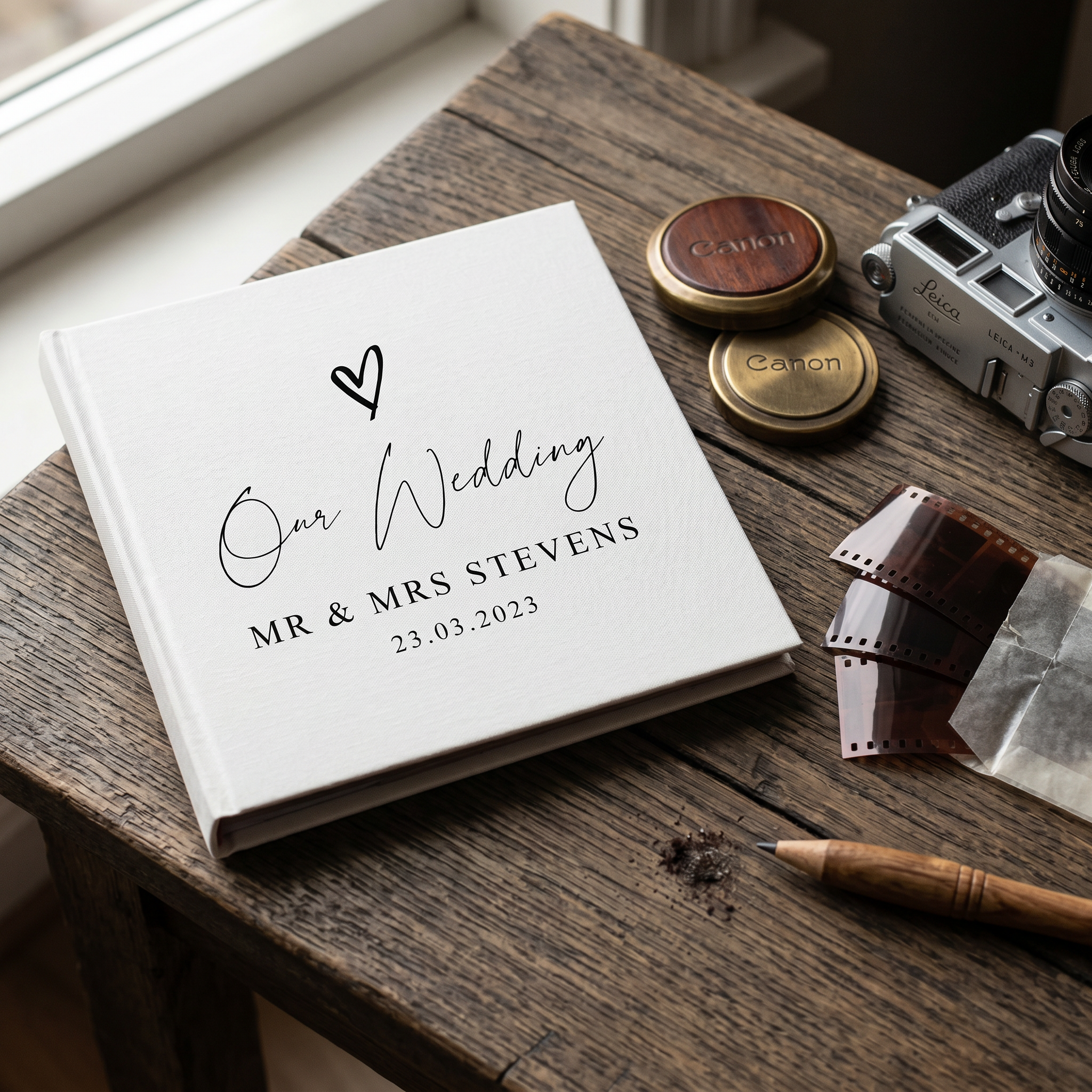Large Traditional Book Bound Personalised Wedding Photo Album With Heart photo album ukgiftstoreonline