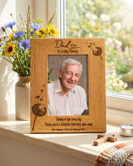 Dad Remembrance Photo Frame Personalised Portrait With Dandelions personalised photo frames ukgiftstoreonline