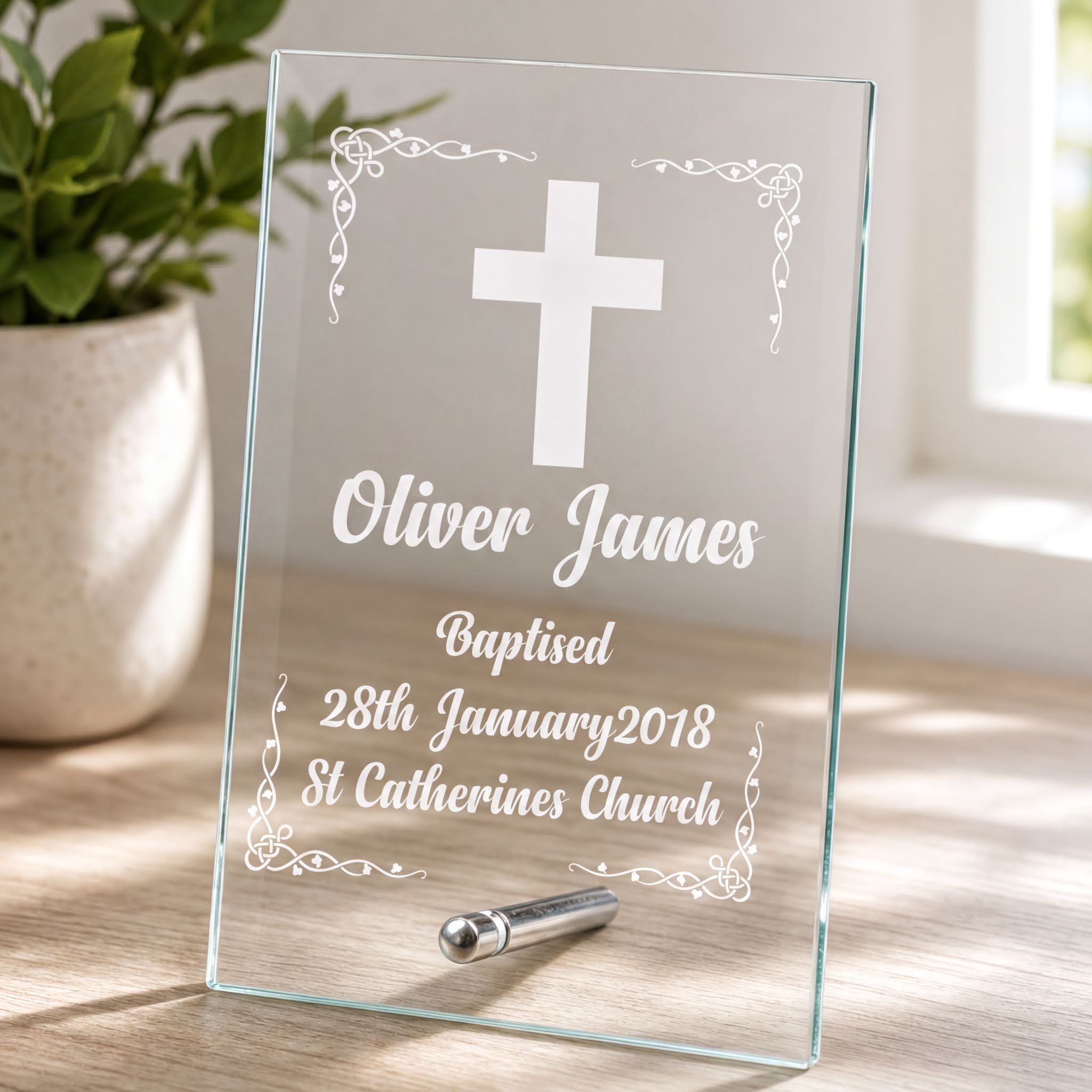 Personalised Baptism Gift Keepsake Glass Plaque Engraved Personalised Crystal Glass ukgiftstoreonline