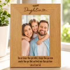 Personalised Daughter Sentiment Gift Wooden Photo Picture Frame Portrait Photo Frame ukgiftstoreonline