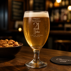 Personalised Beer Glass, 1 Pint Craft Cider Ale Gift For Him, Any Age Personalised Birthday Gift ukgiftstoreonline