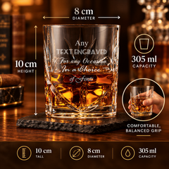 Customised Bespoke Personalised Crystal Cut Whisky Glass Any Text Engraved Personalised ukgiftstoreonline